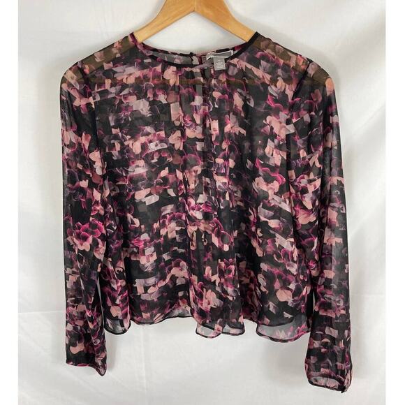 Chelsea28 Tops - Chelsea28 floral chiffon semi sheer blouse size XS
